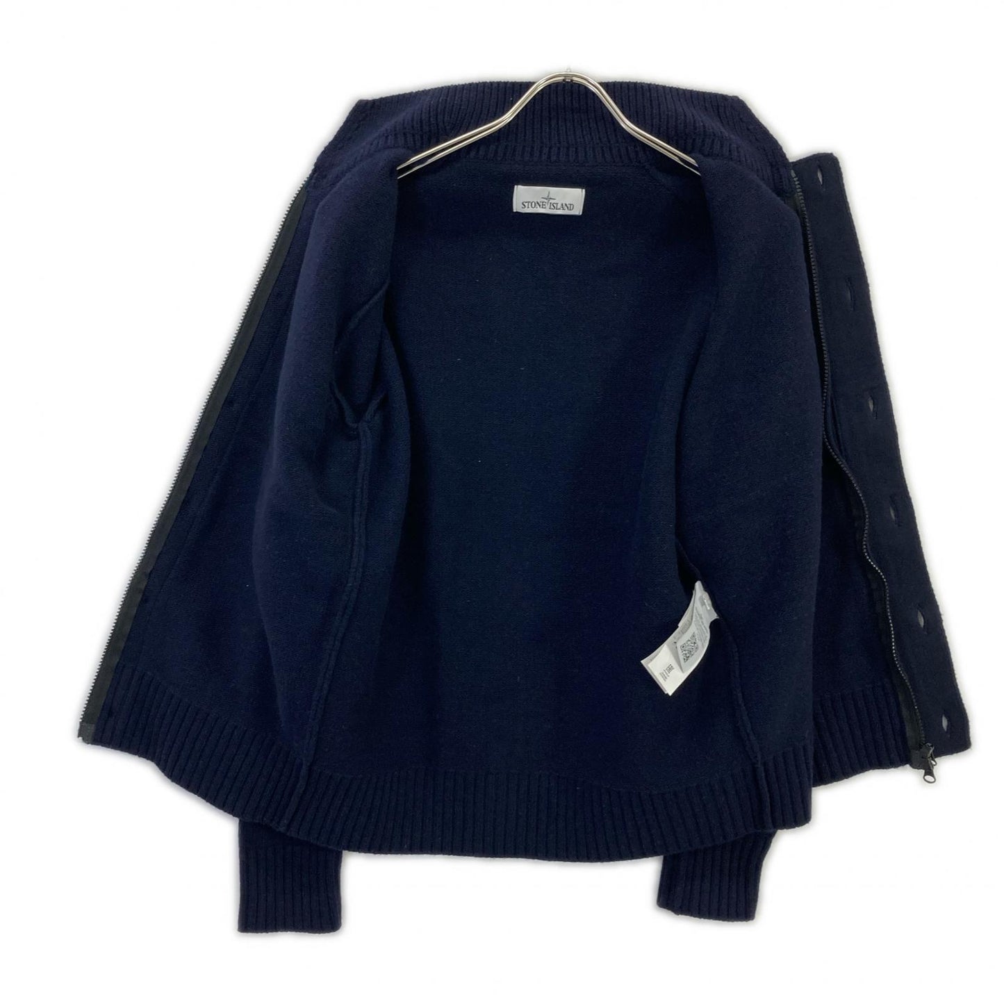 STONE ISLAND Stand Collar Wool Cardigan Blue Size M