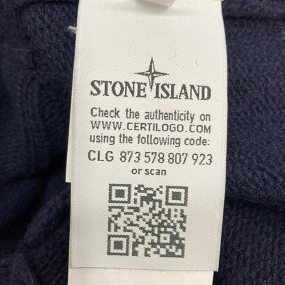STONE ISLAND Stand Collar Wool Cardigan Blue Size M