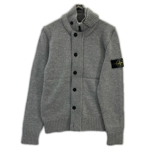 STONE ISLAND Stand Collar Wool Cardigan Gray Size M