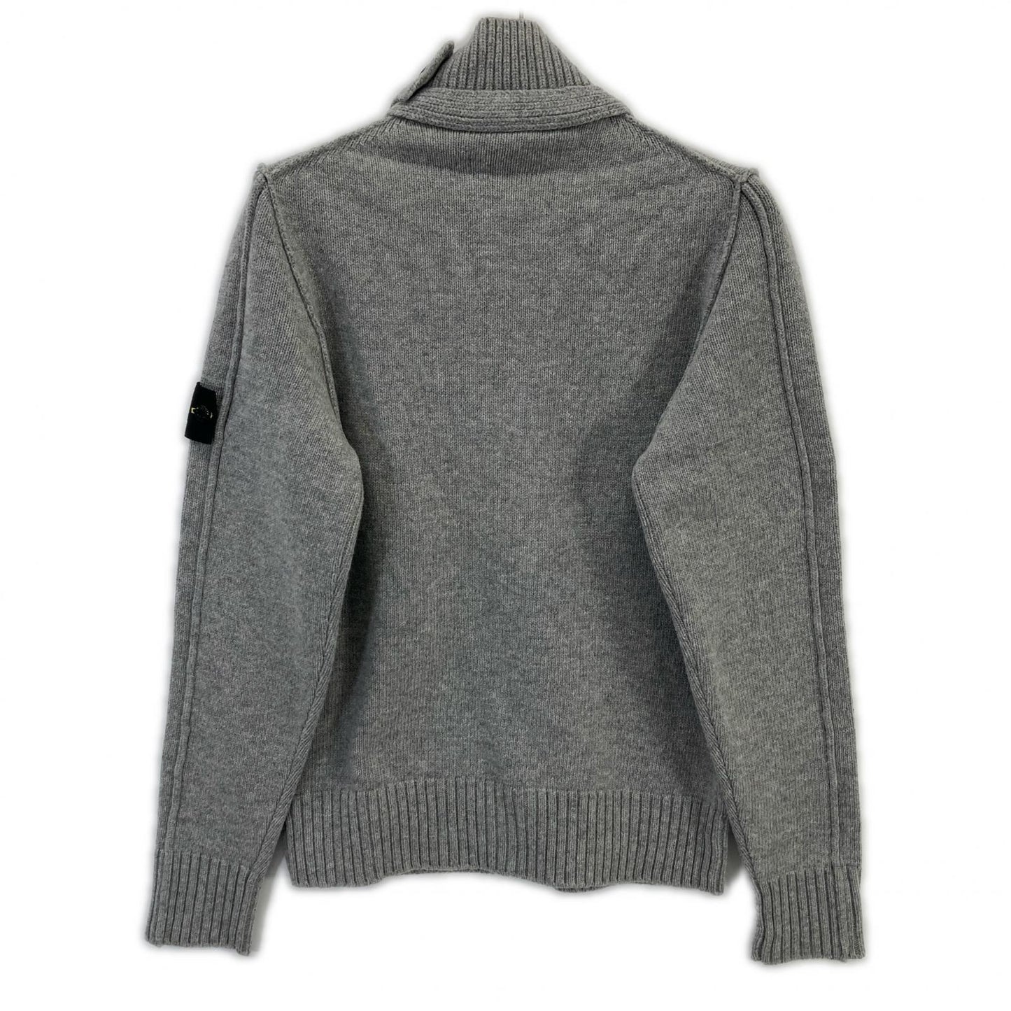 STONE ISLAND Stand Collar Wool Cardigan Gray Size M