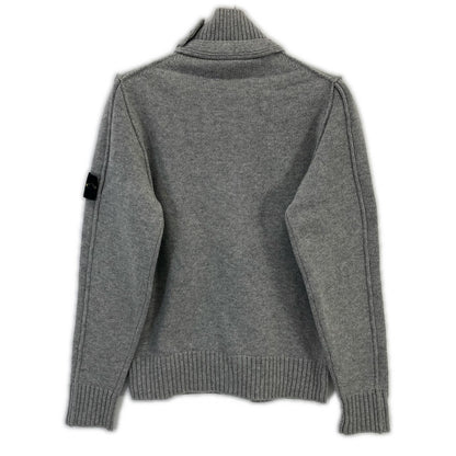STONE ISLAND Stand Collar Wool Cardigan Gray Size M