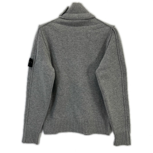 STONE ISLAND Stand Collar Wool Cardigan Gray Size M