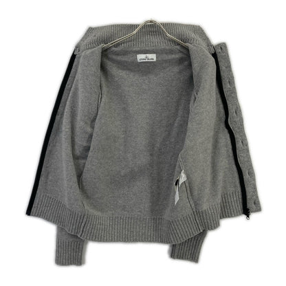 STONE ISLAND Stand Collar Wool Cardigan Gray Size M