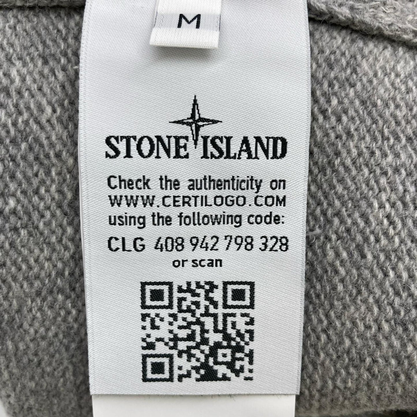 STONE ISLAND Stand Collar Wool Cardigan Gray Size M