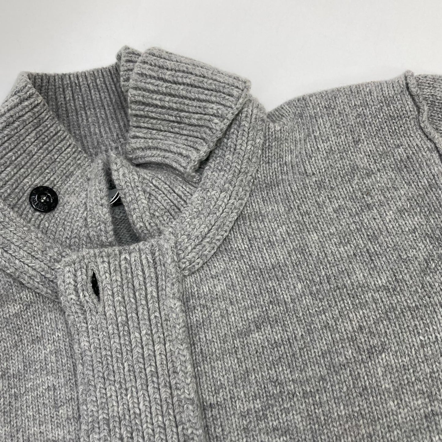 STONE ISLAND Stand Collar Wool Cardigan Gray Size M