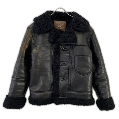 TMT Black Faux Leather Boa-Lined Jacket Size M
