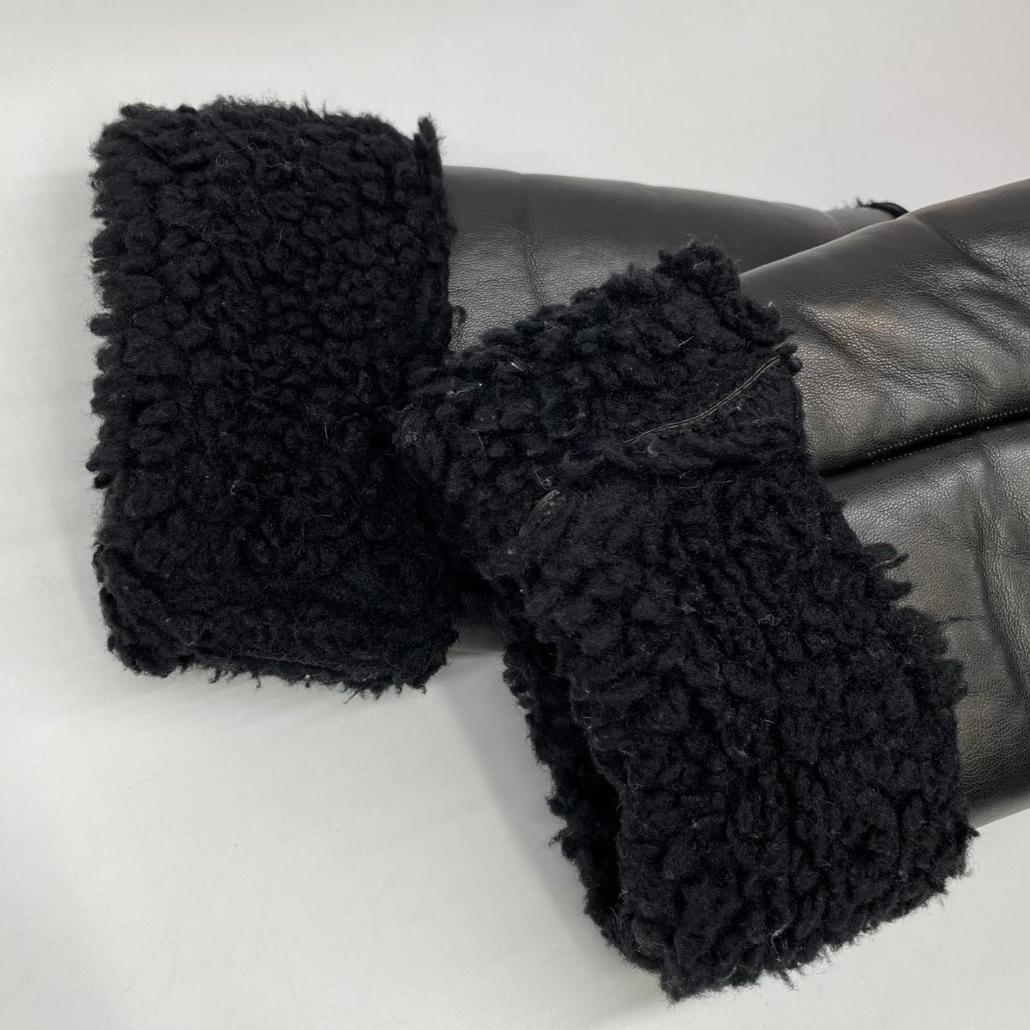 TMT Black Faux Leather Boa-Lined Jacket Size M