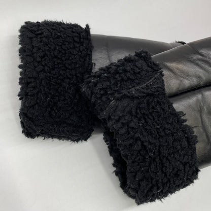 TMT Black Faux Leather Boa-Lined Jacket Size M