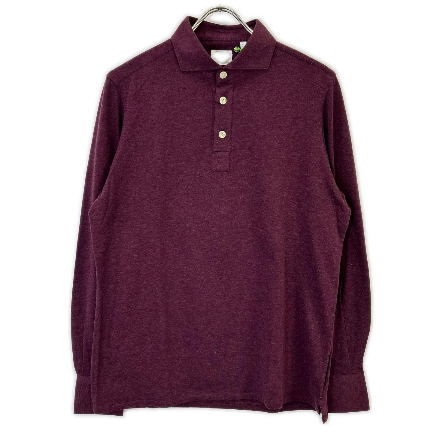 finamore Burgundy Cotton Cashmere Long Polo Shirt Size M