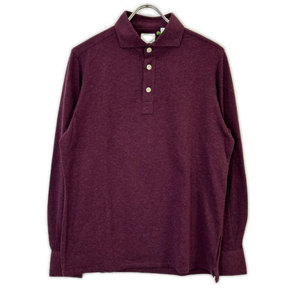 finamore Burgundy Cotton Cashmere Long Polo Shirt Size M
