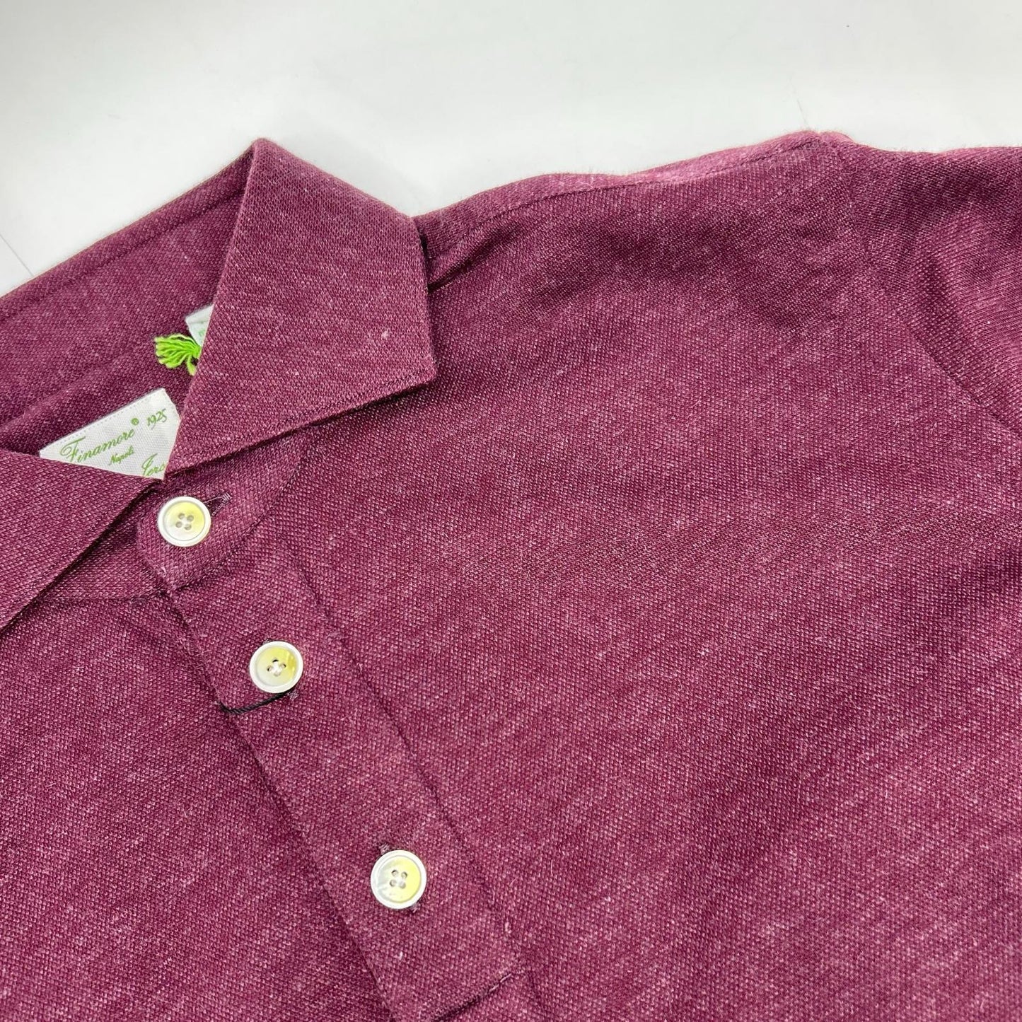 finamore Burgundy Cotton Cashmere Long Polo Shirt Size M
