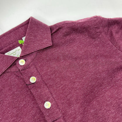 finamore Burgundy Cotton Cashmere Long Polo Shirt Size M