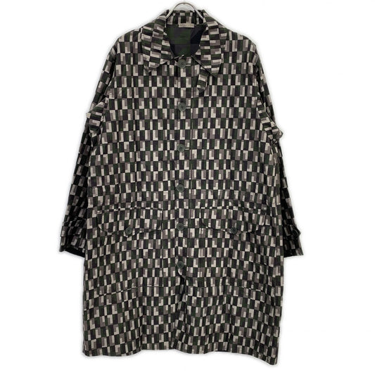 BOTTEGA VENETA Khaki Check Cotton Spring Coat Size 46