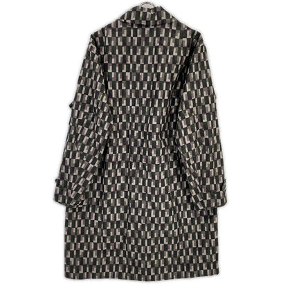 BOTTEGA VENETA Khaki Check Cotton Spring Coat Size 46