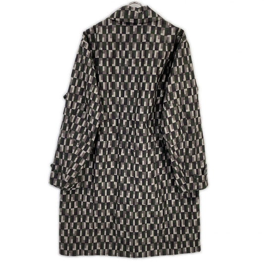 BOTTEGA VENETA Khaki Check Cotton Spring Coat Size 46