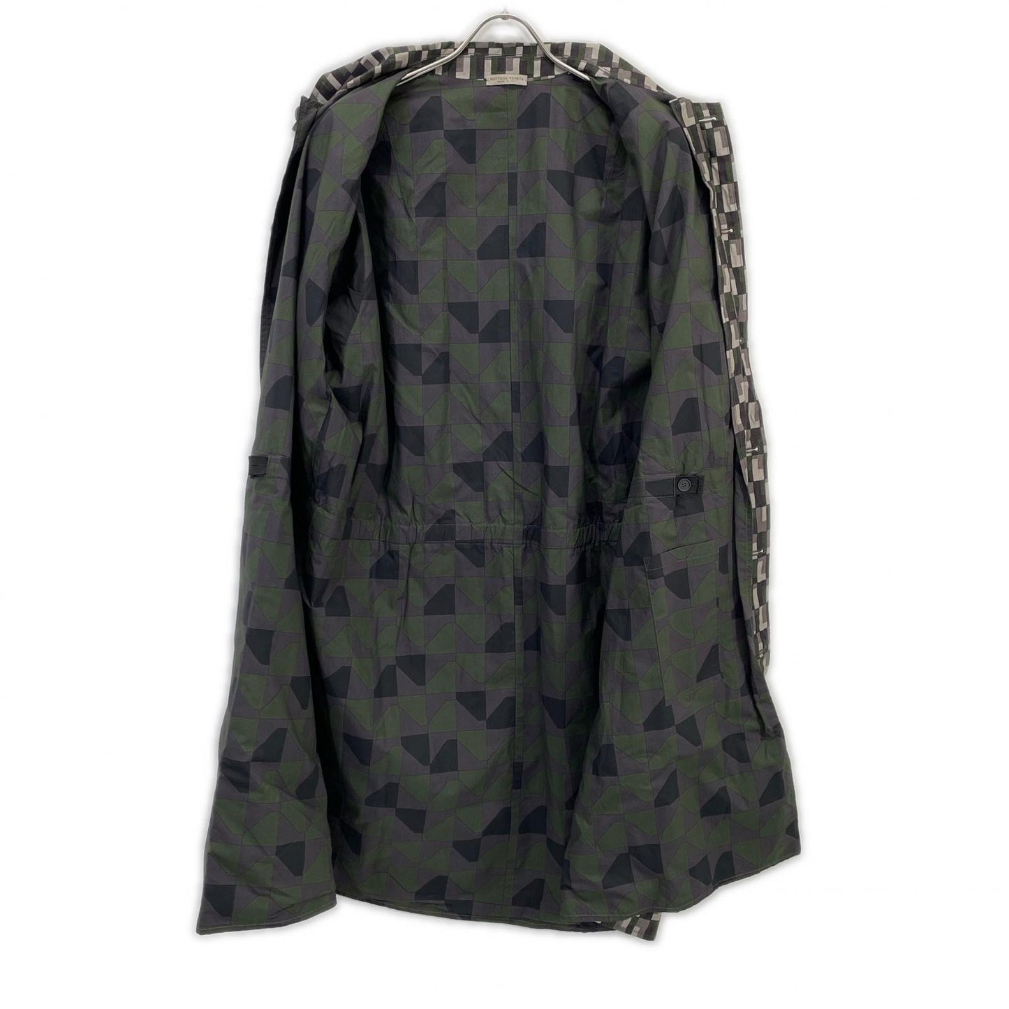 BOTTEGA VENETA Khaki Check Cotton Spring Coat Size 46