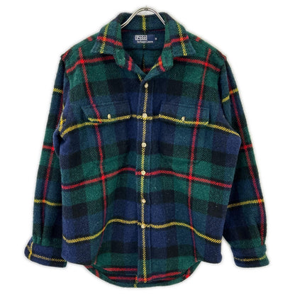 POLO RALPH LAUREN Navy Green Wool Block Shirt Jacket Size M