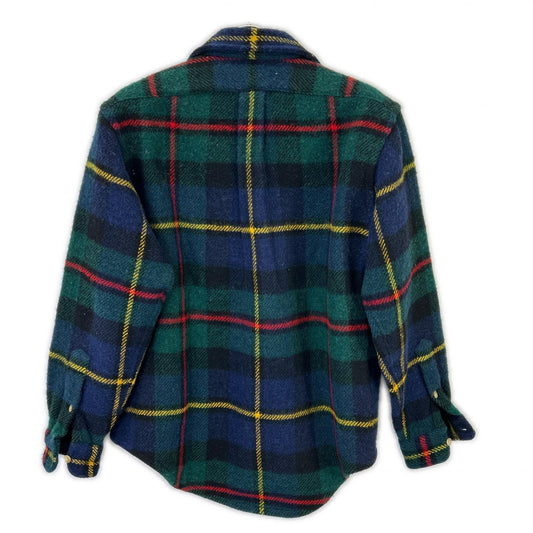 POLO RALPH LAUREN Navy Green Wool Block Shirt Jacket Size M