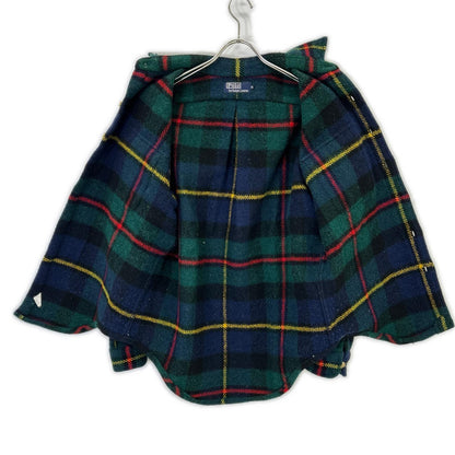POLO RALPH LAUREN Navy Green Wool Block Shirt Jacket Size M