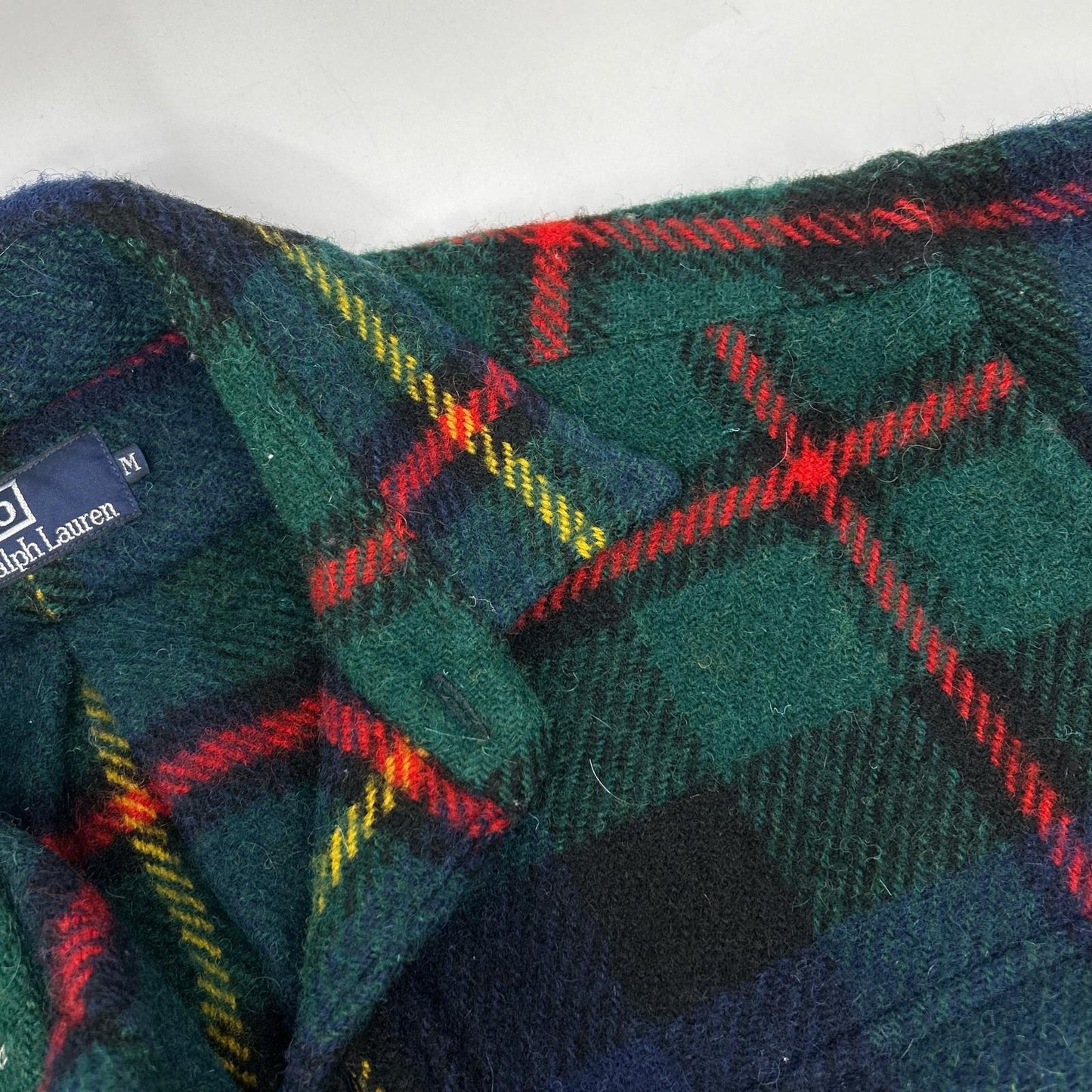 POLO RALPH LAUREN Navy Green Wool Block Shirt Jacket Size M