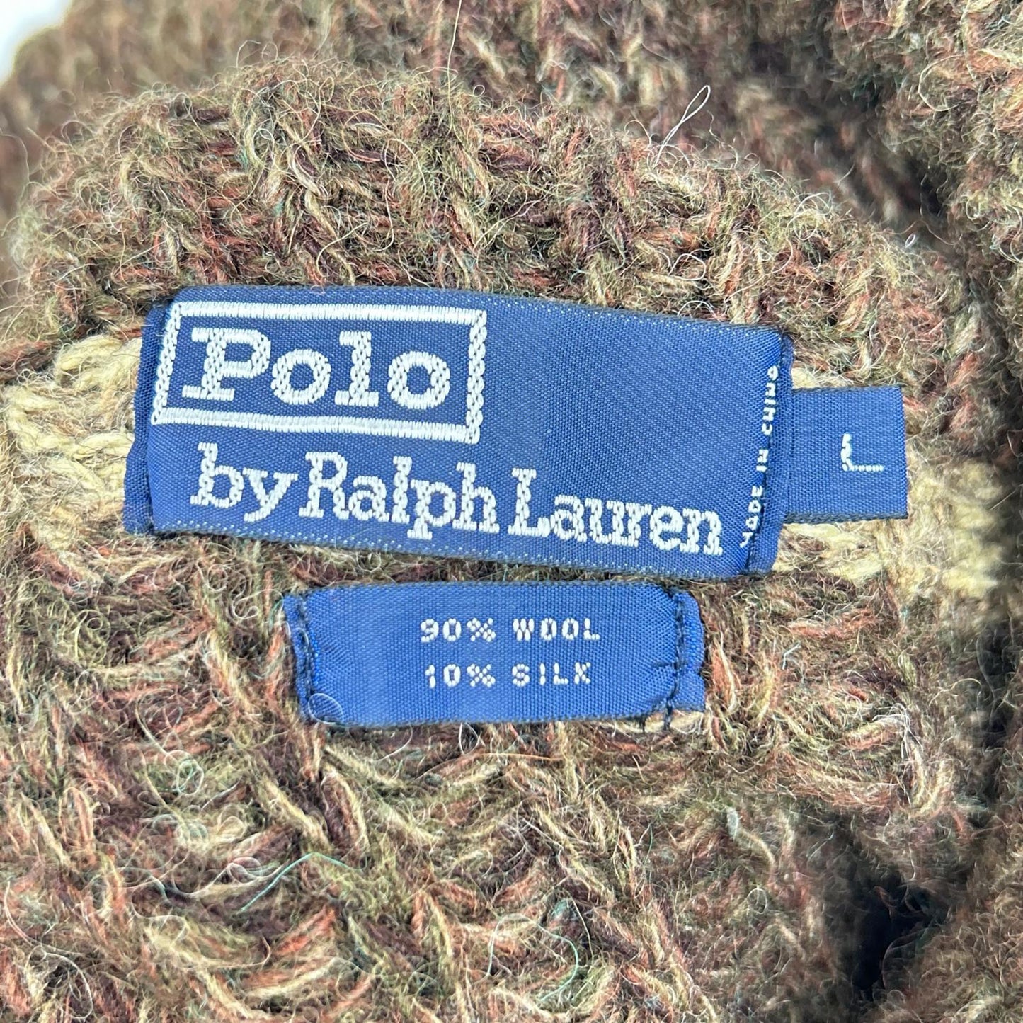 POLO RALPH LAUREN 90s Brown Wool Shawl Collar Knit Size L