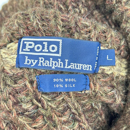 POLO RALPH LAUREN 90s Brown Wool Shawl Collar Knit Size L