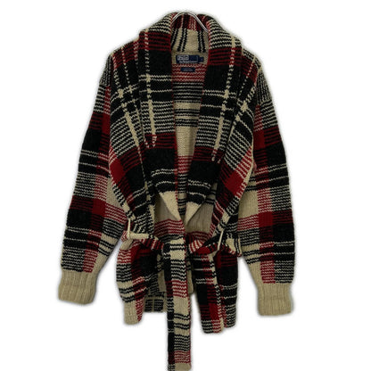 POLO RALPH LAUREN Multi Wool Check Pattern Cardigan Size L
