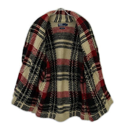 POLO RALPH LAUREN Multi Wool Check Pattern Cardigan Size L