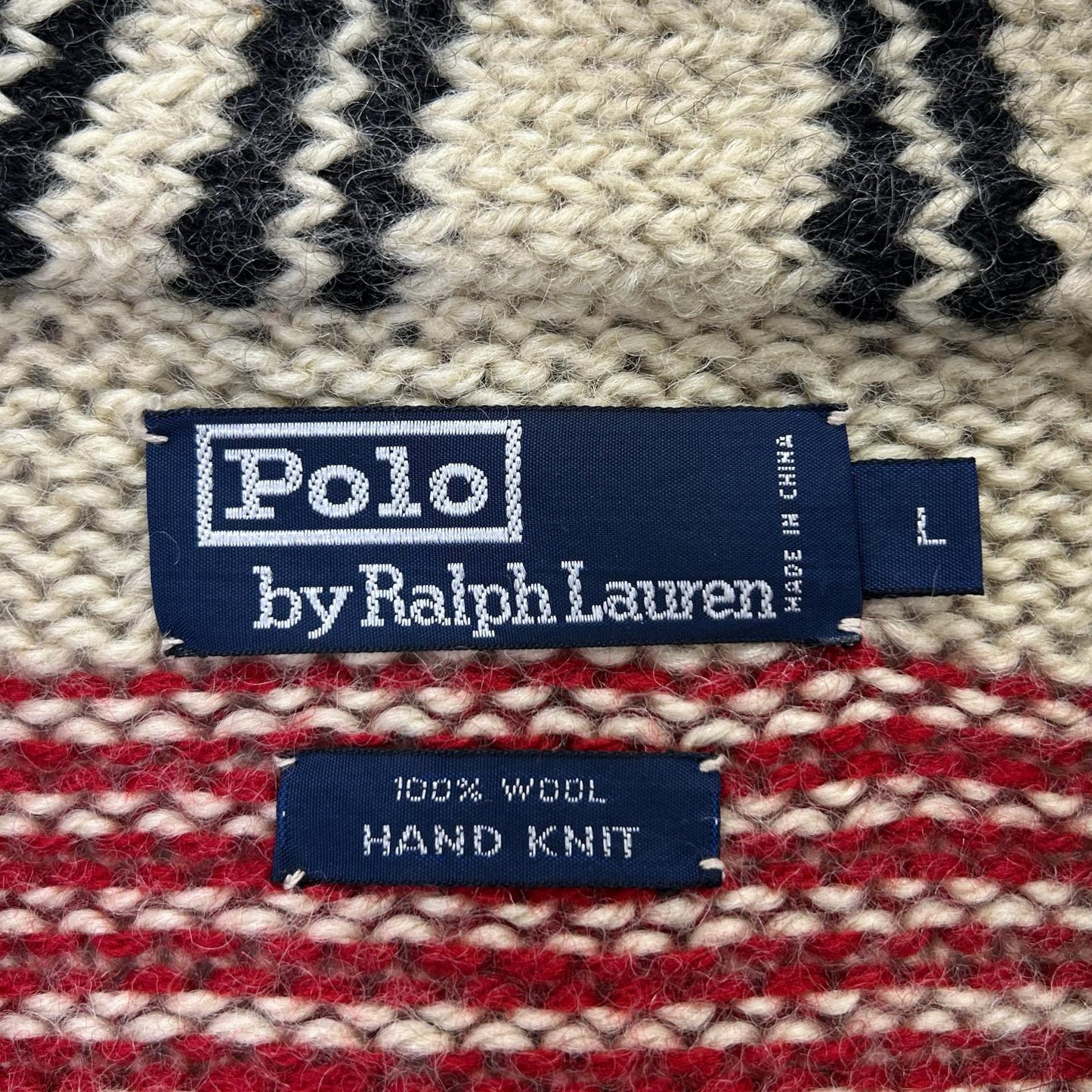 POLO RALPH LAUREN Multi Wool Check Pattern Cardigan Size L