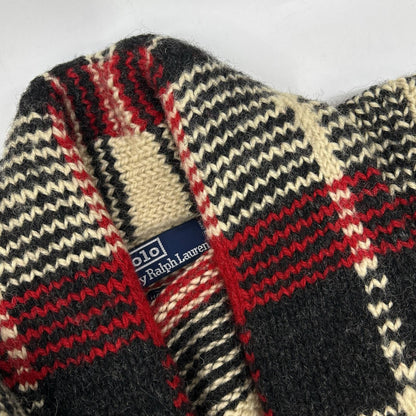 POLO RALPH LAUREN Multi Wool Check Pattern Cardigan Size L