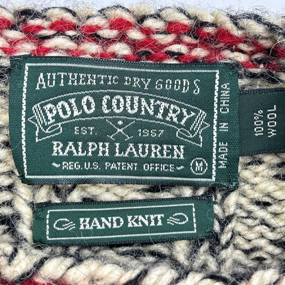 POLO COUNTRY Ivory Black Wool Crewneck Knit Size M