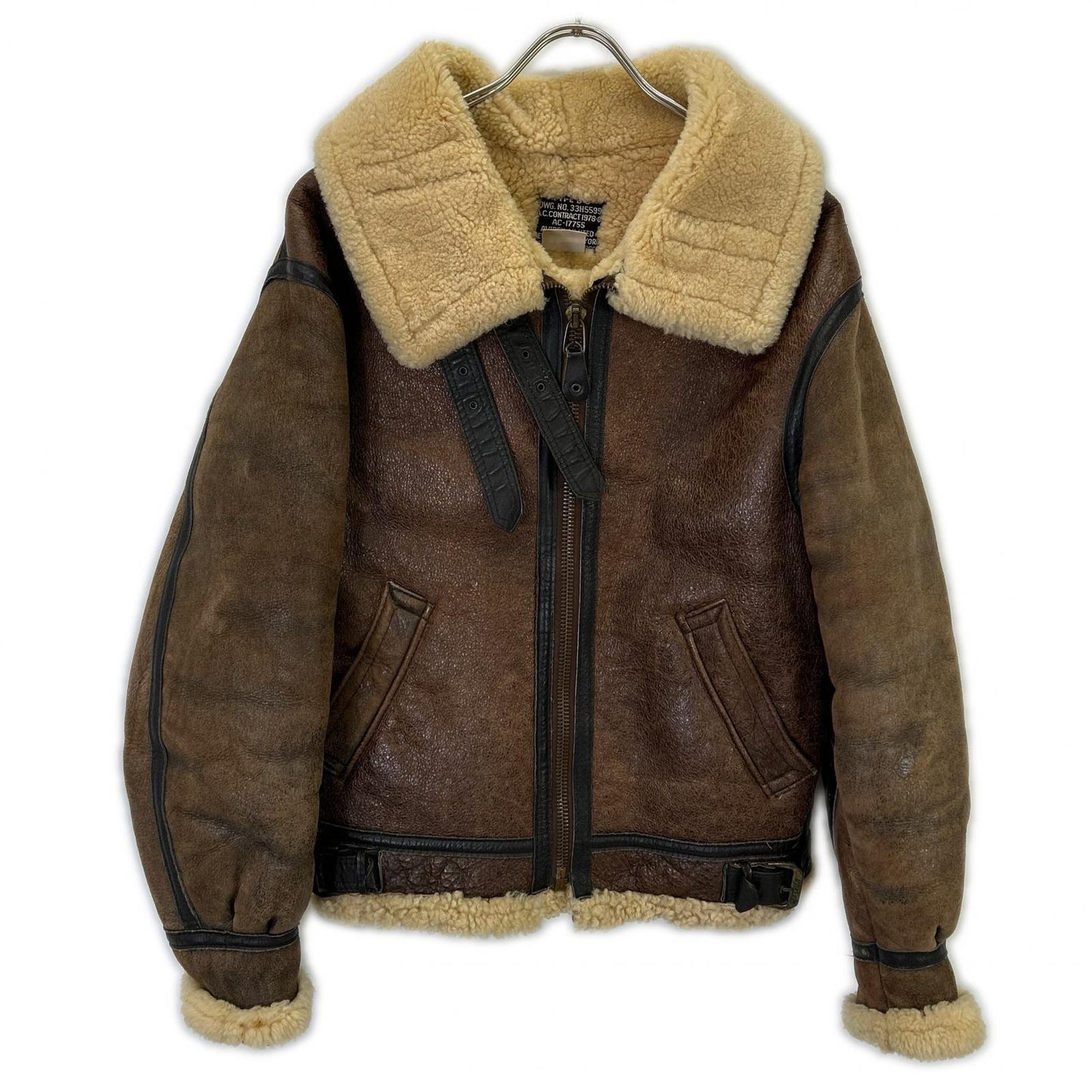 AVIREX B-3 Shearling Flight Jacket Brown Size 36
