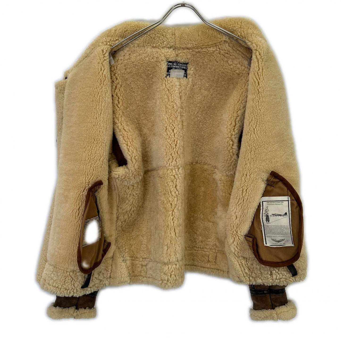 AVIREX B-3 Shearling Flight Jacket Brown Size 36