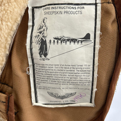 AVIREX B-3 Shearling Flight Jacket Brown Size 36
