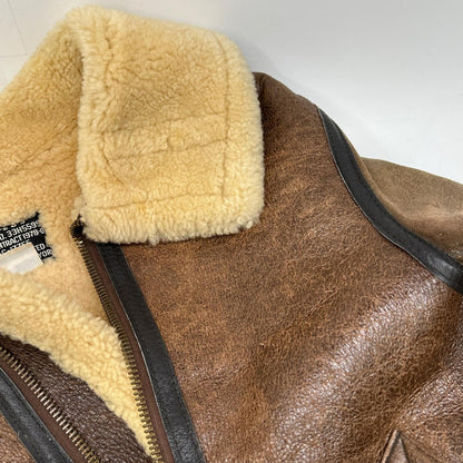 AVIREX B-3 Shearling Flight Jacket Brown Size 36