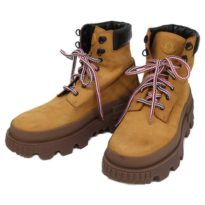 MONCLER MON CORP Lace-up Leather Boots Brown Size EU 41