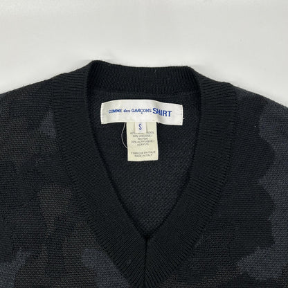 COMMEdesGARCONS SHIRT Black Wool Camo Vest Size S