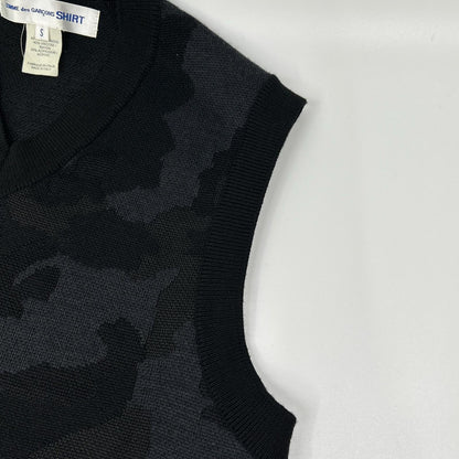 COMMEdesGARCONS SHIRT Black Wool Camo Vest Size S