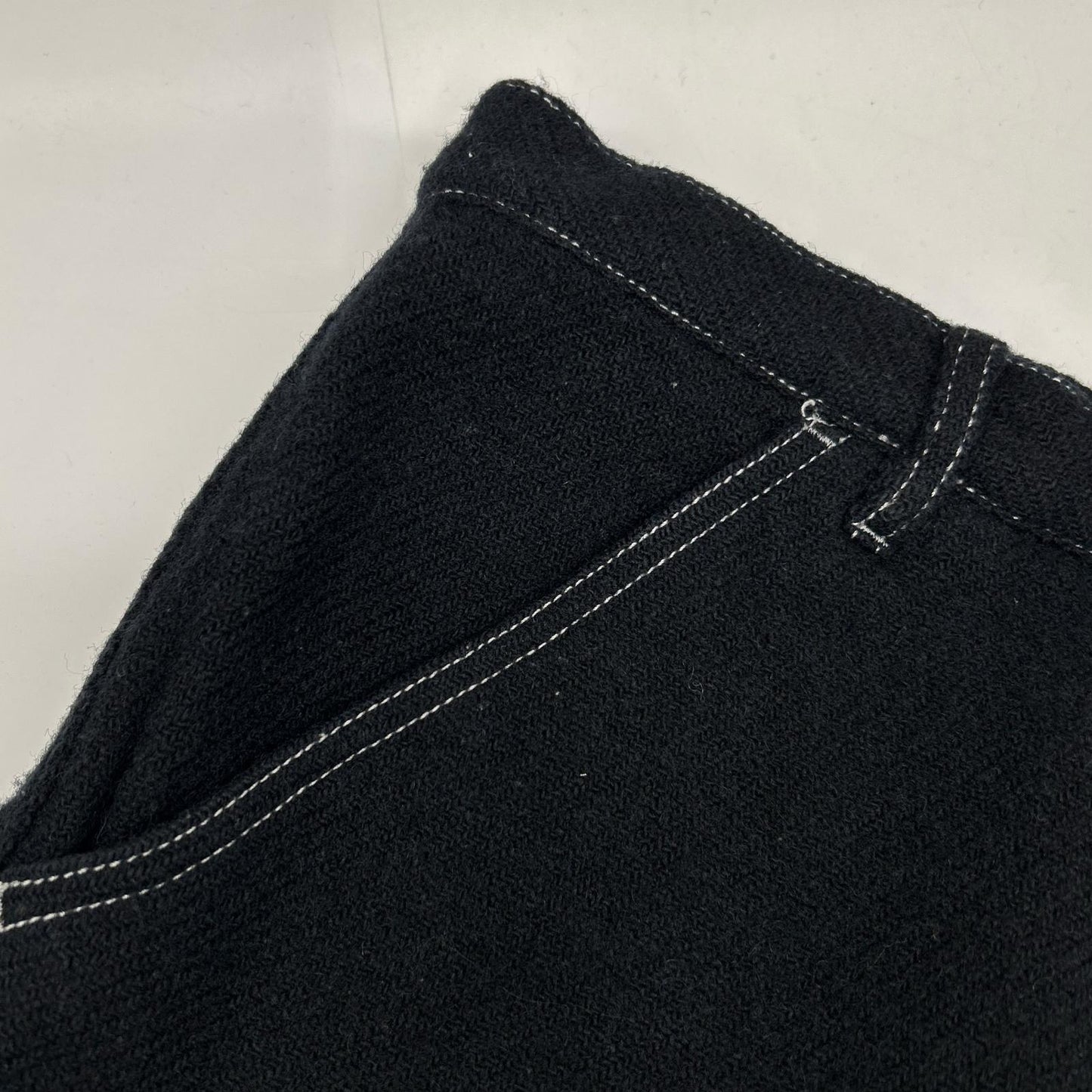 COMMEdesGARCONS SHIRT Black Tapered Wool Shirt Size XS