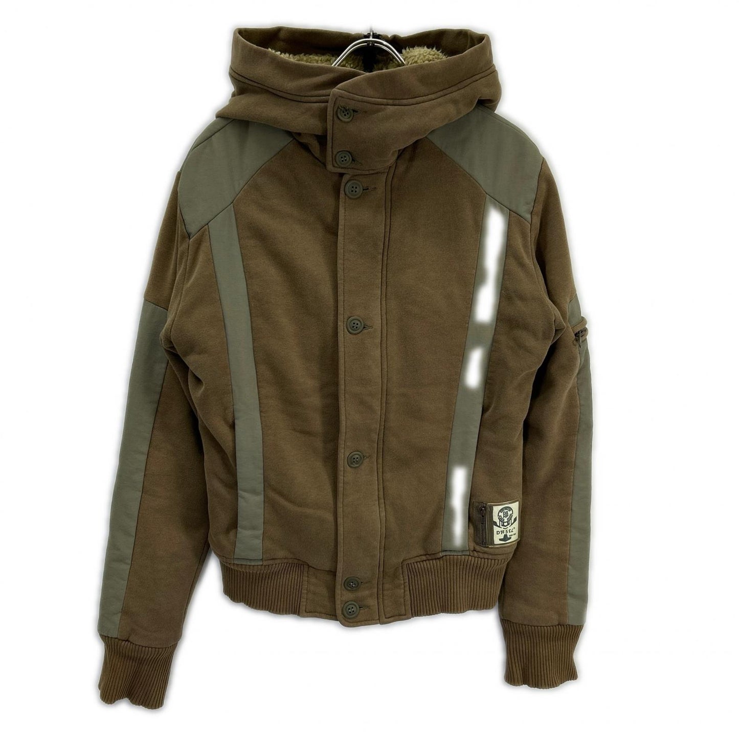 DIESEL Khaki Panel Design Hooded Jacket Size L