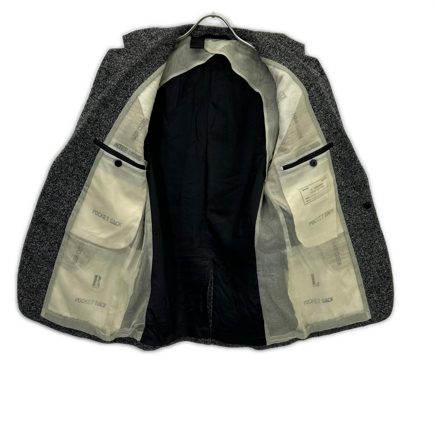N.Hoolywood Grey Wool Herringbone Single Jacket Size