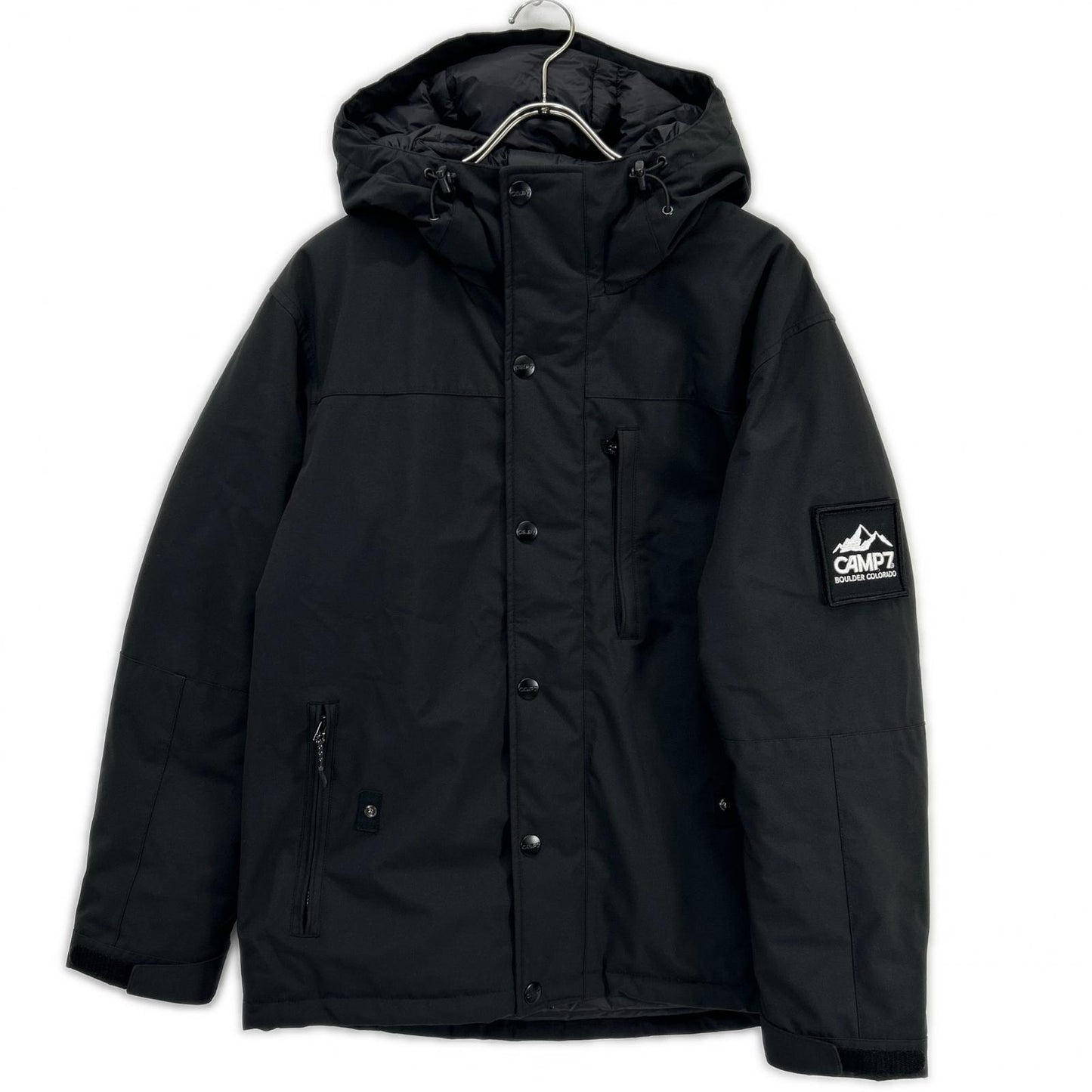 CAMP7 Black Hooded Down Jacket Size M