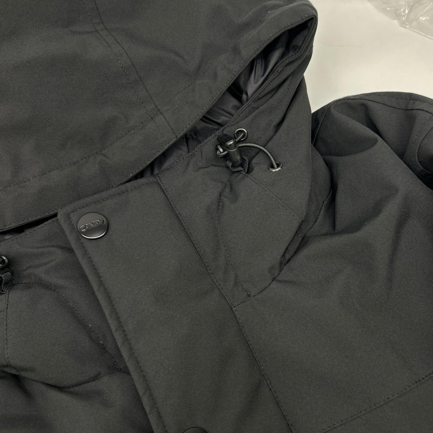 CAMP7 Black Hooded Down Jacket Size M