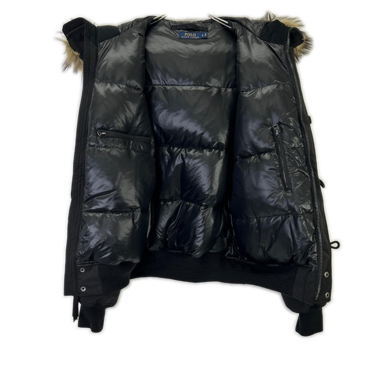 POLO RALPH LAUREN Black Hooded Down Parka Jacket Size S