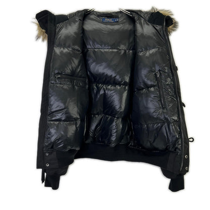 POLO RALPH LAUREN Black Hooded Down Parka Jacket Size S