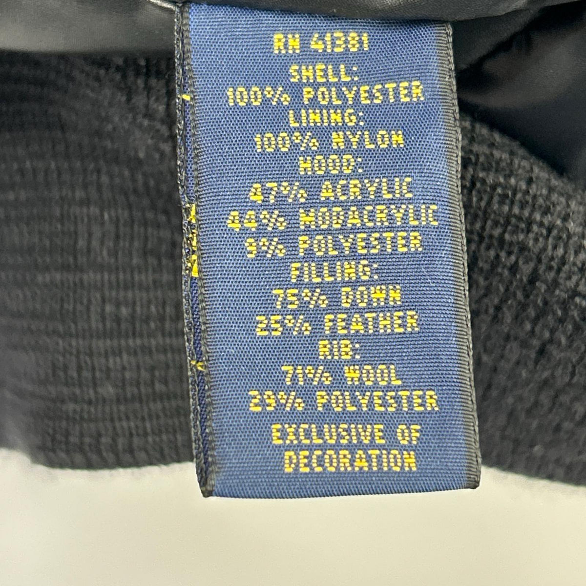 POLO RALPH LAUREN Black Hooded Down Parka Jacket Size S