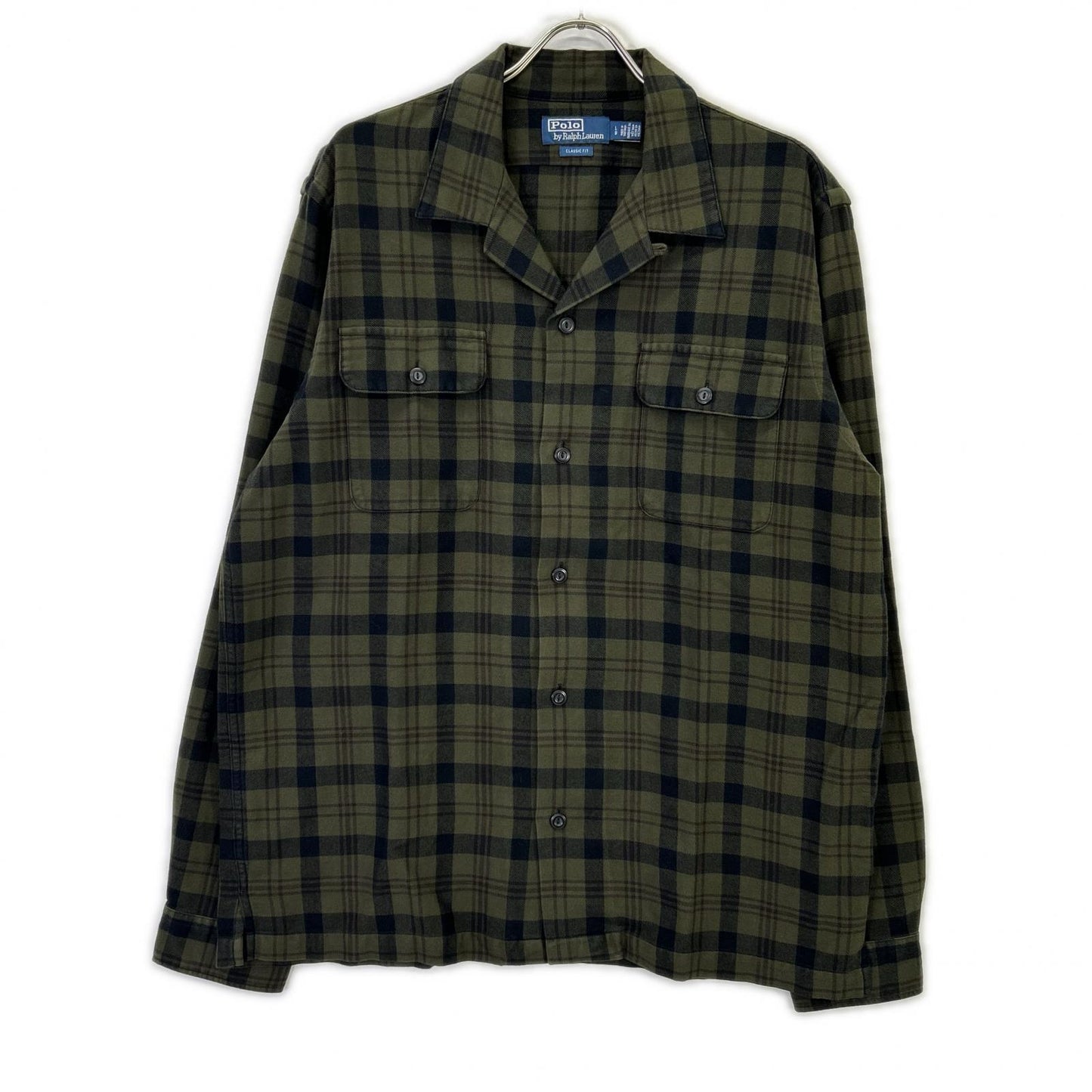 POLO RALPH LAUREN Khaki Check Flannel Camp Shirt Size L