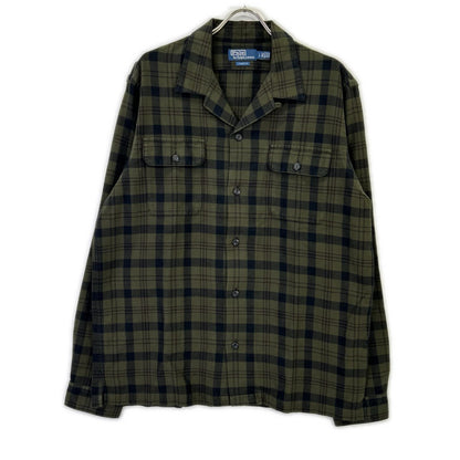 POLO RALPH LAUREN Khaki Check Flannel Camp Shirt Size L