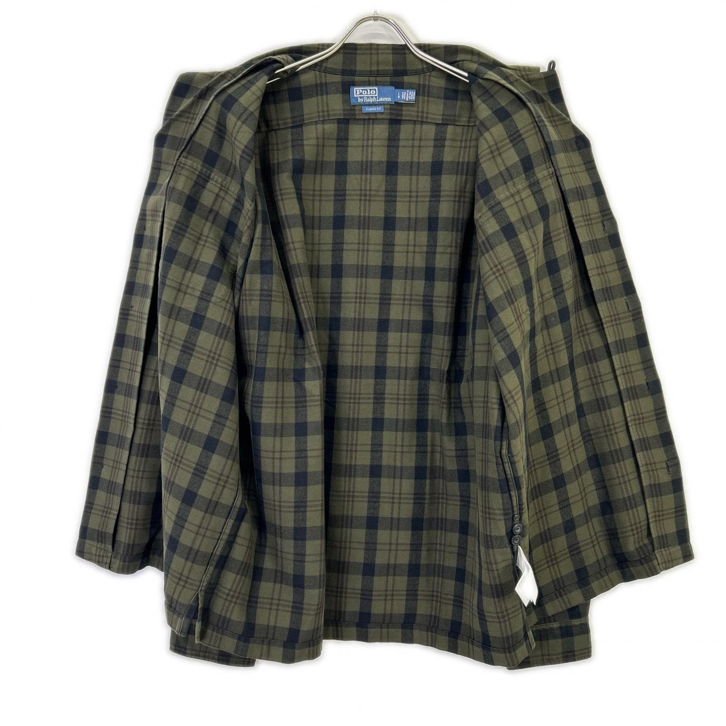 POLO RALPH LAUREN Khaki Check Flannel Camp Shirt Size L