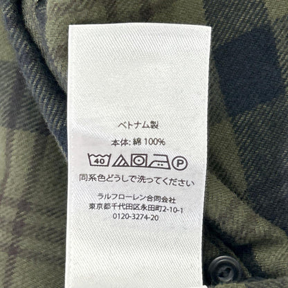 POLO RALPH LAUREN Khaki Check Flannel Camp Shirt Size L